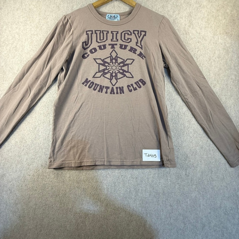 Juicy Couture Mountain Club Long Sleeve Graphic T-Shirt Taupe Brown XL